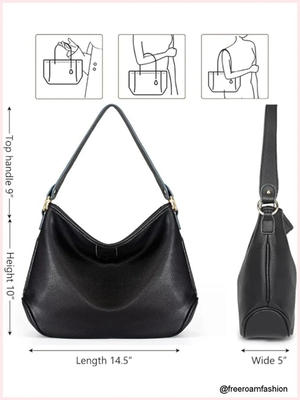Vegan Leather Hobo Shoulder Bag Crossbody Tote Handbag for Women